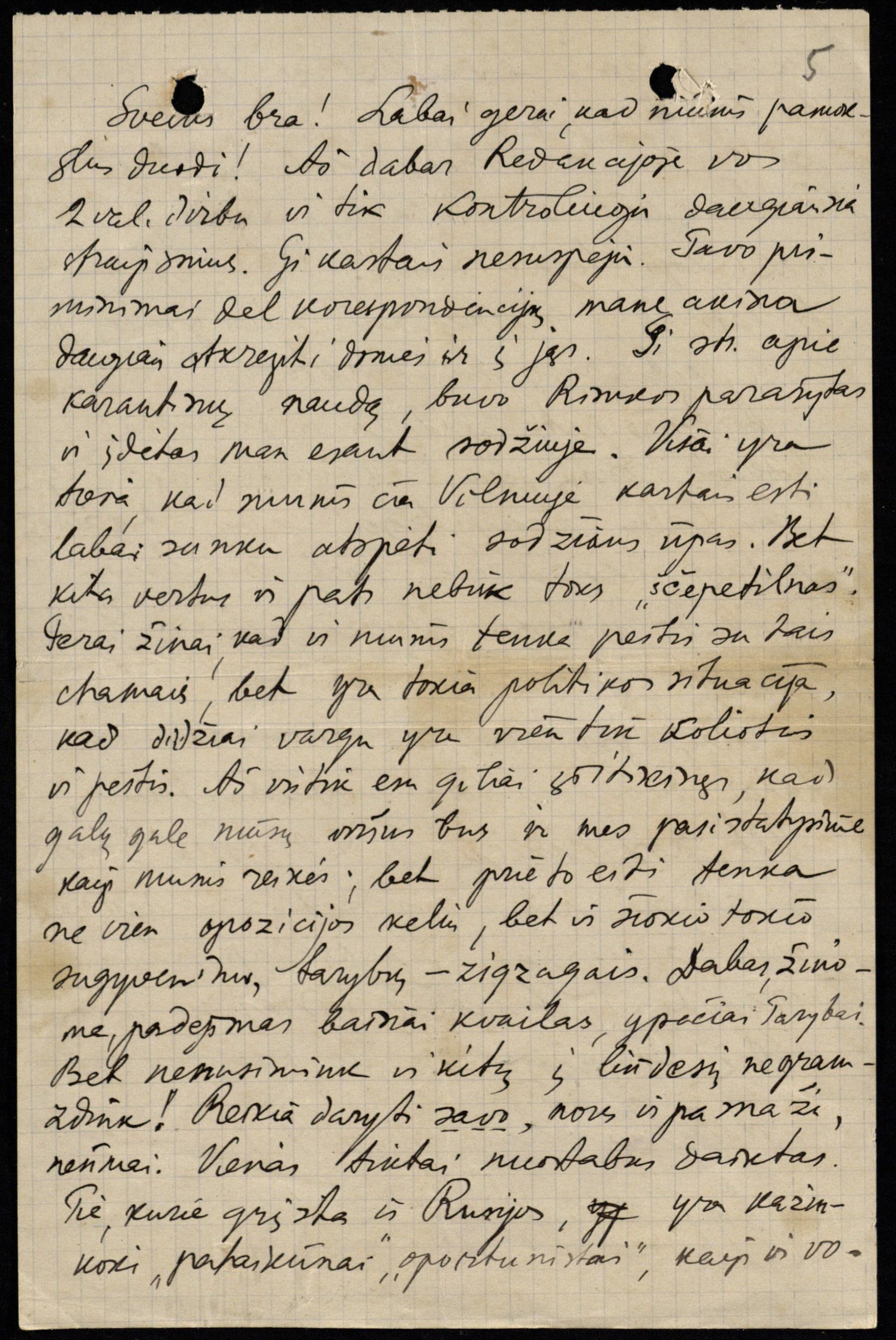 Faktinio „Lietuvos aido“ redaktoriaus P. Klimo laiškas P. Bugailiškiui į Šiaulius apie laikraščio leidybos problemas. [Vilnius], 1918 05 26