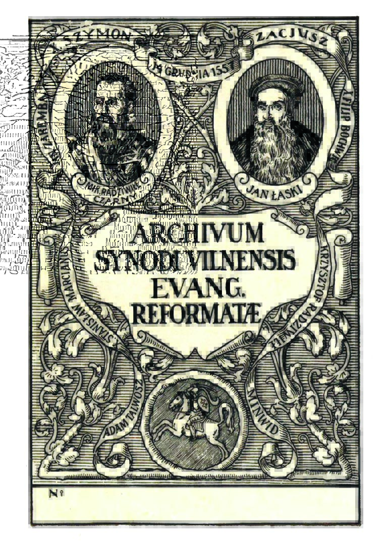 Vilniaus evangelikų reformatų sinodo archyvo ekslibrisas. XX a. pr.