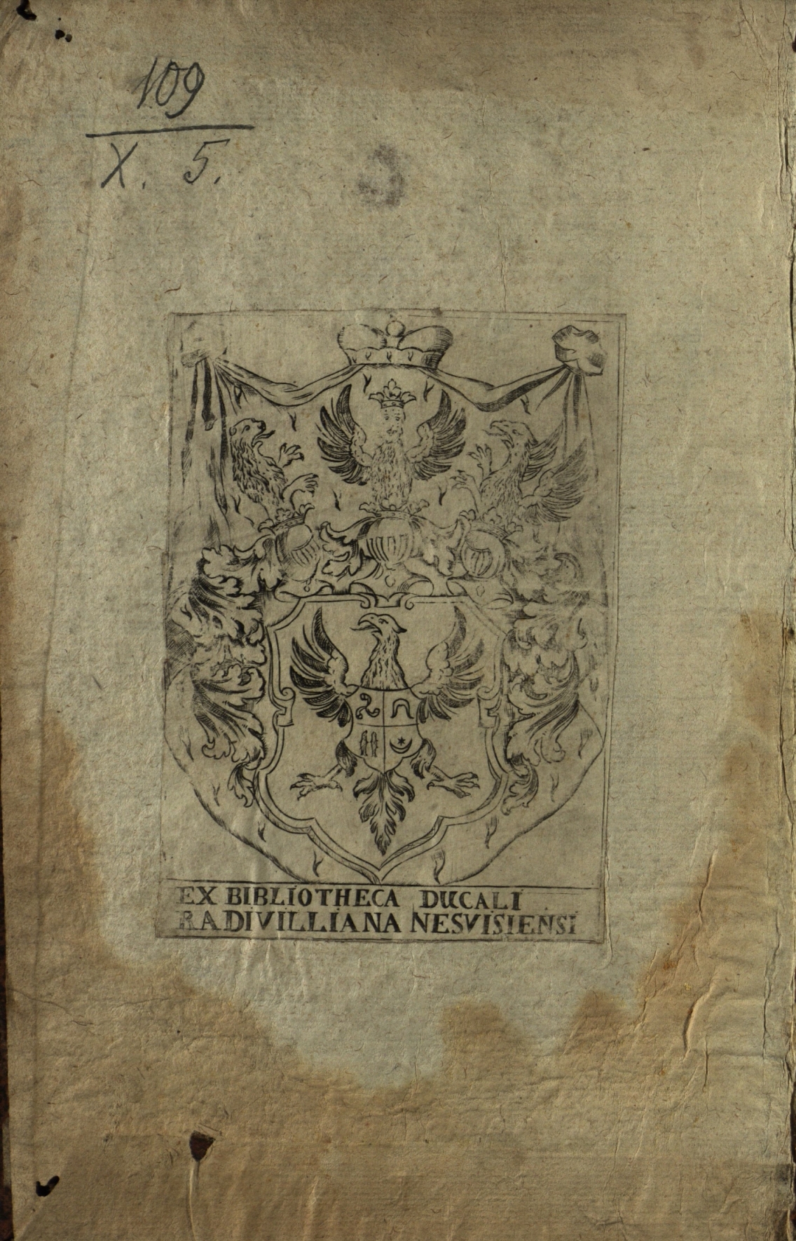 Kunigaikščių Radvilų Nesvyžiaus bibliotekos ekslibrisas (apie 1705)