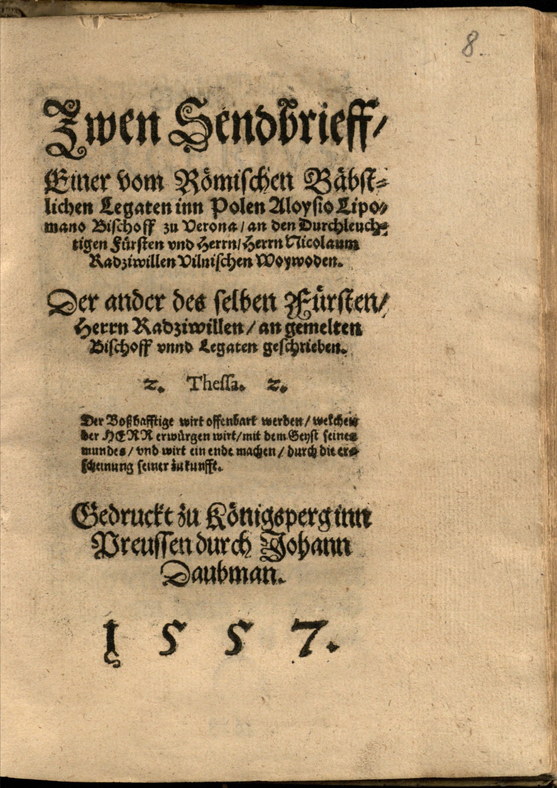 Zwen Sendbrieff … (1557)