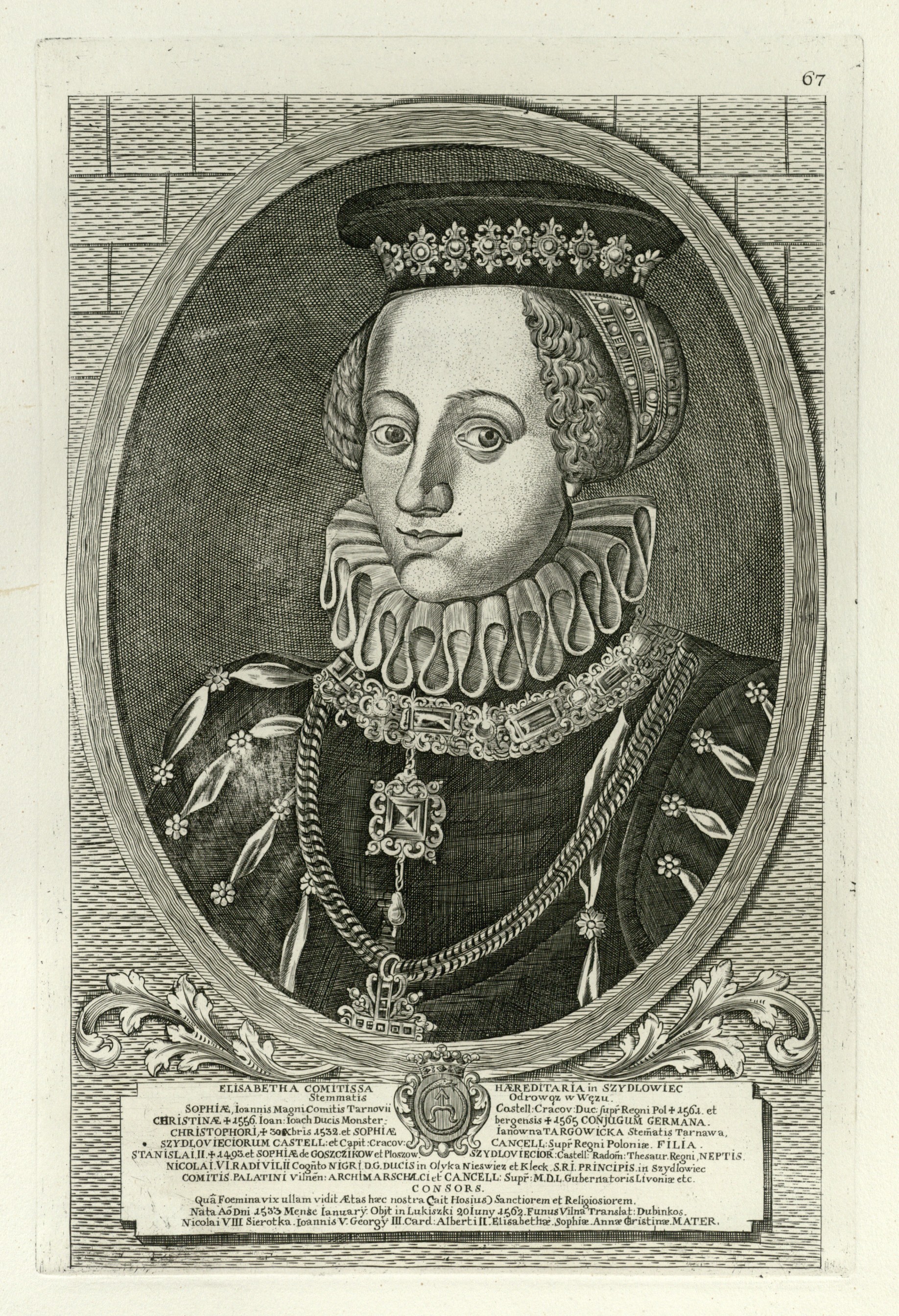 Elzbieta Szydłowiecka Radvilienė (1533–1562) : vario raižinys, XVIII a.