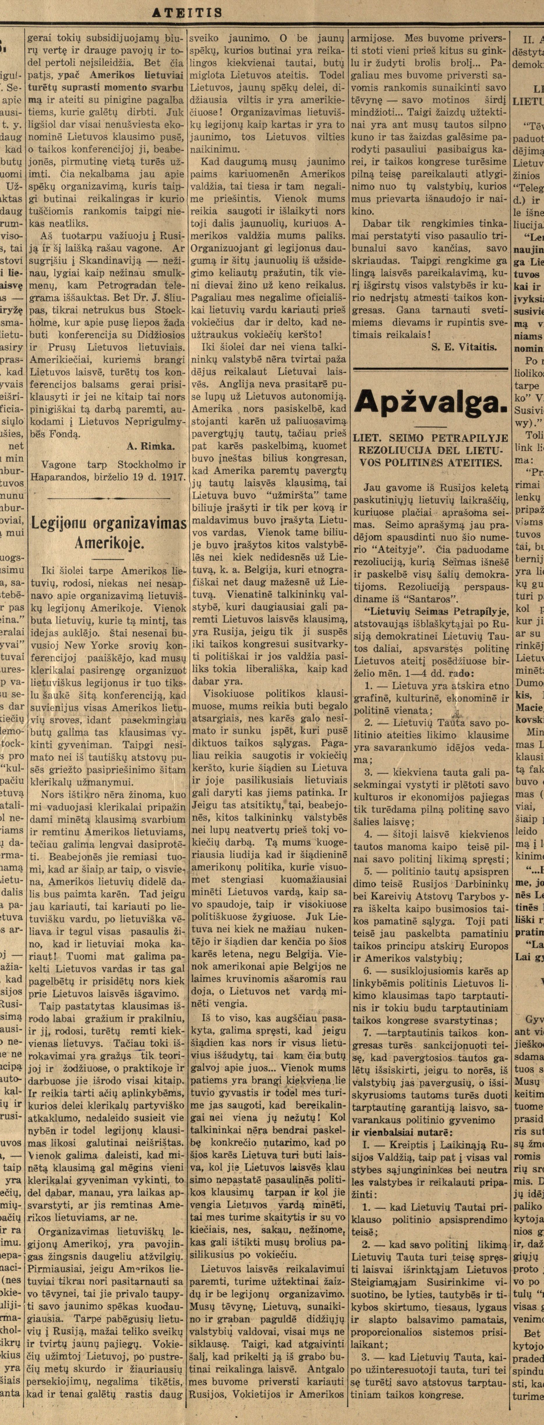 Liberalus Amerikos lietuvių savaitraštis įdėjo straipsnį lietuviškų legionų organizavimo klausimu