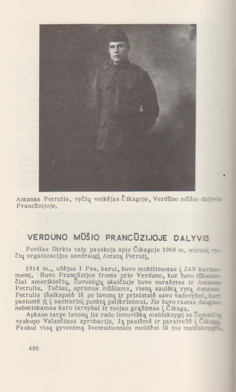 Išeivijos žurnalistas Antanas Gintneris apie Verdeno mūšio Prancūzijoje dalyvį JAV kariuomenės karį Antaną Petrulį