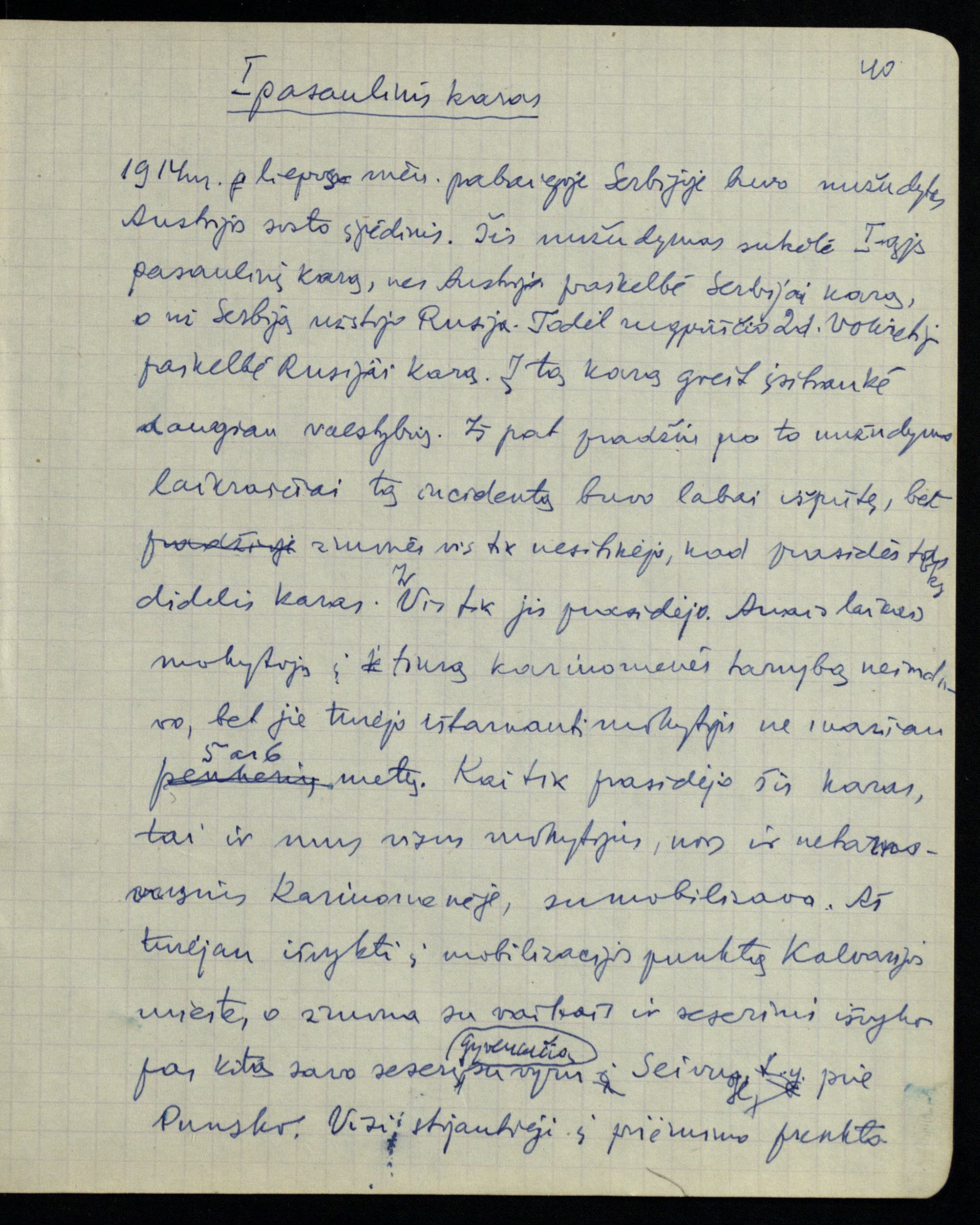 Kazys Klimavičius. Iš atsiminimų. 1962. D. 2: Mokytojo pareigose. Autogr. LMAVB RS, F283-10, lap. 40.