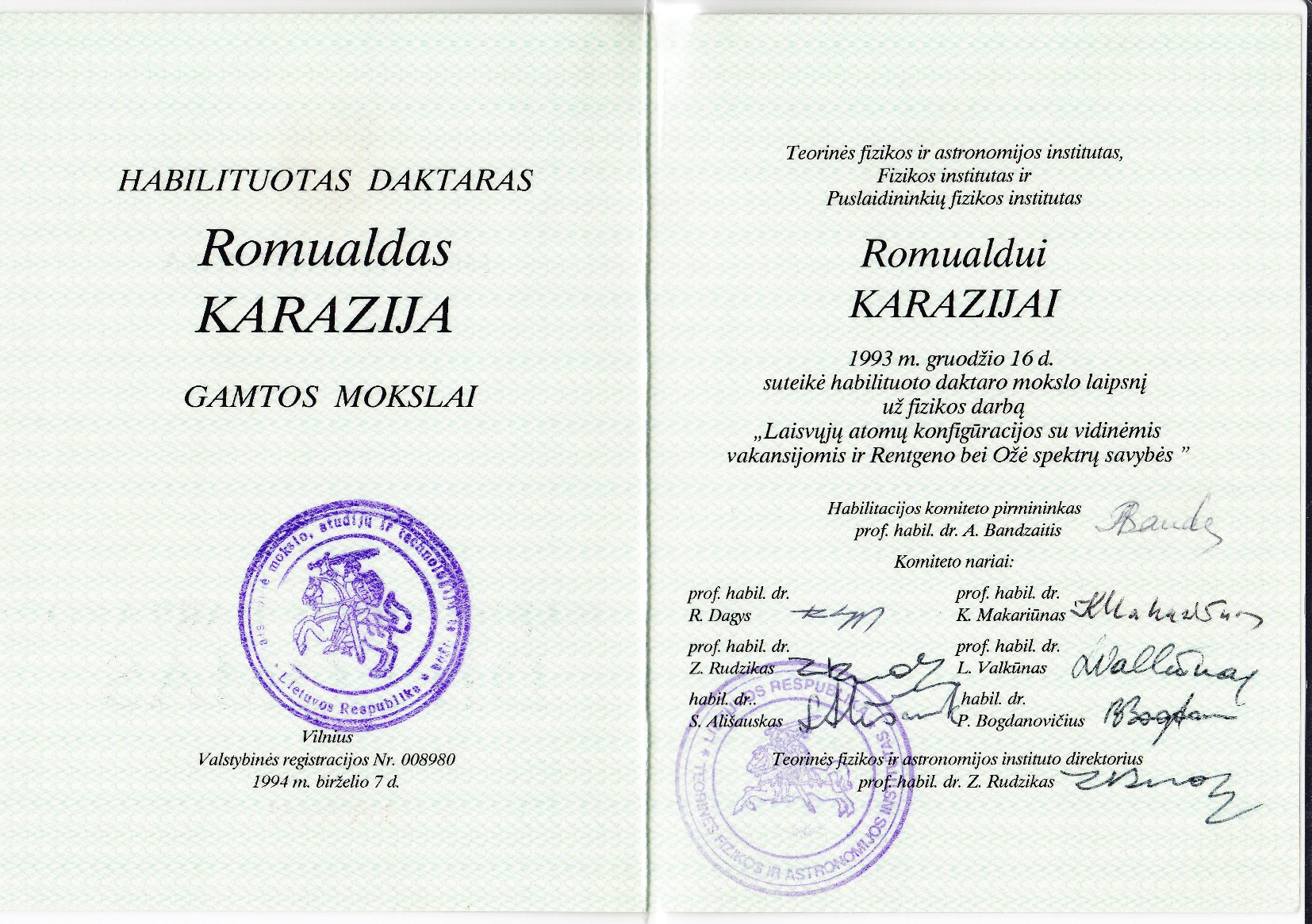 Habilituoto daktaro diplomas