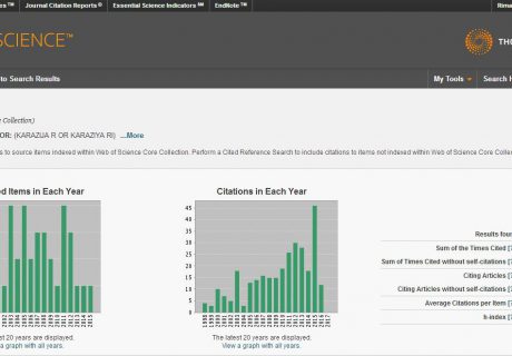 Publikacijų cituojamumo Clarivate analytics Web of Science duomenų bazėje už 1990-2017 m. periodą ataskaita (2017-03-18).