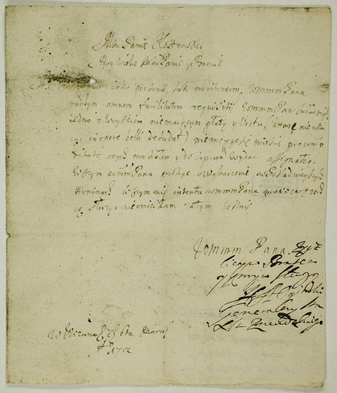 Žemaitijos seniūno Grigalijaus Antano Oginskio laiškas Steponui Kostrovskiui mokesčių reikalais