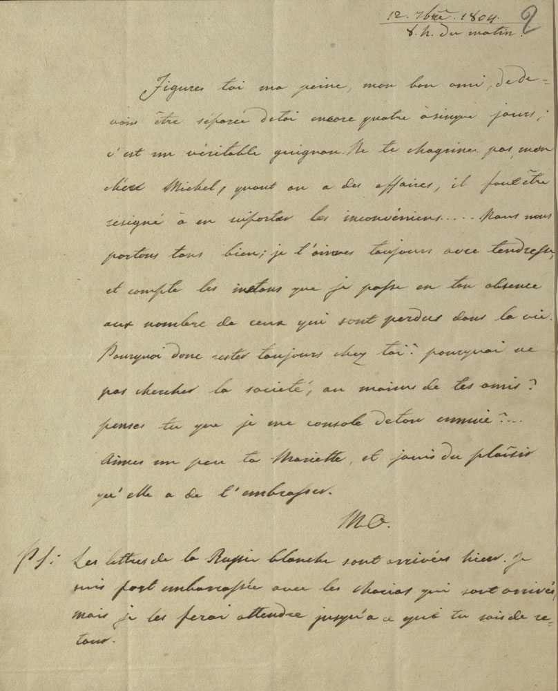 Marijos de Neri Oginskienės laiškas vyrui Mykolui Kleopui Oginskiui