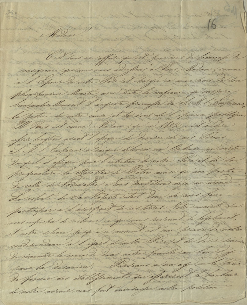 Ksavero ir Tado Oginskių laiškas Marijai de Neri Oginskienei