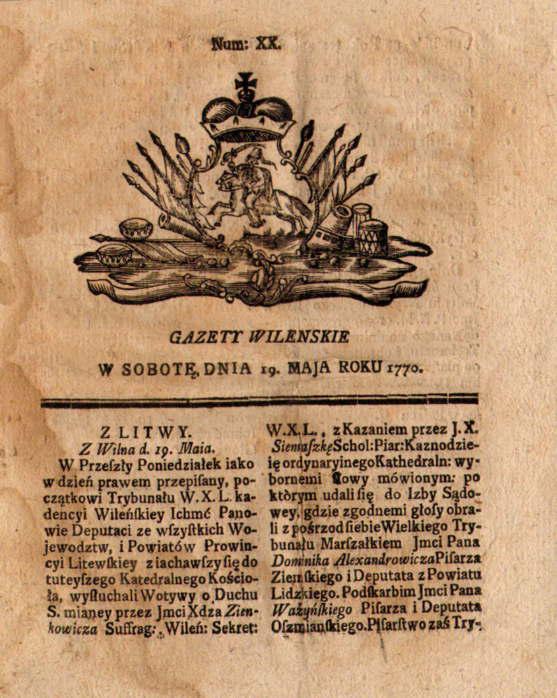 LDK Vyriausiojo Tribunolo 1770 m. Vilniaus kadencijos atidarymo aprašymas