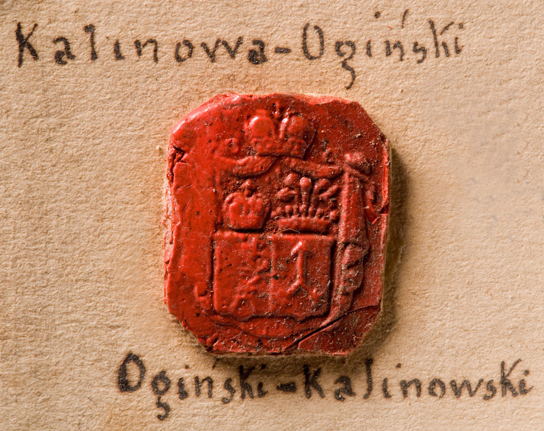 Antspaudas su Oginskių ir Kalinovskių giminės herbais