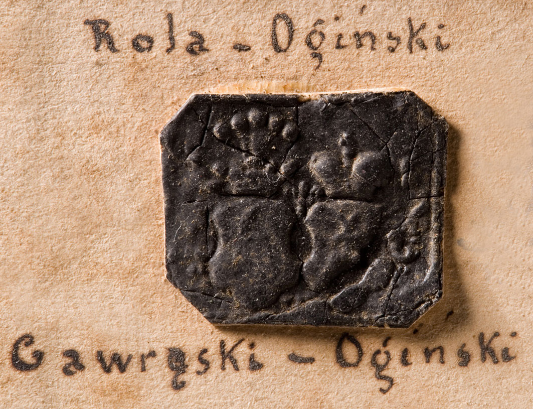 Antspaudas su Gavronskių ir Oginskių giminės herbais