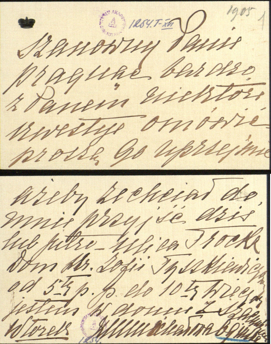 Marijos Oginskienės-Skuževskos laiškas Tadui Vrublevskiui