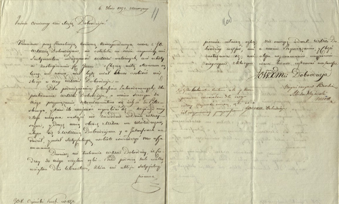 Mykolo Kleopo Oginskio laiškas dėdei Pranciškui Ksaverui Oginskiui