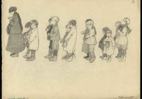 Ona Saltonaitė-Römer (Hania Sołtanówna-Römer, 1895–1974). Prieglaudos vaikai su auklėtoja bažnyčioje