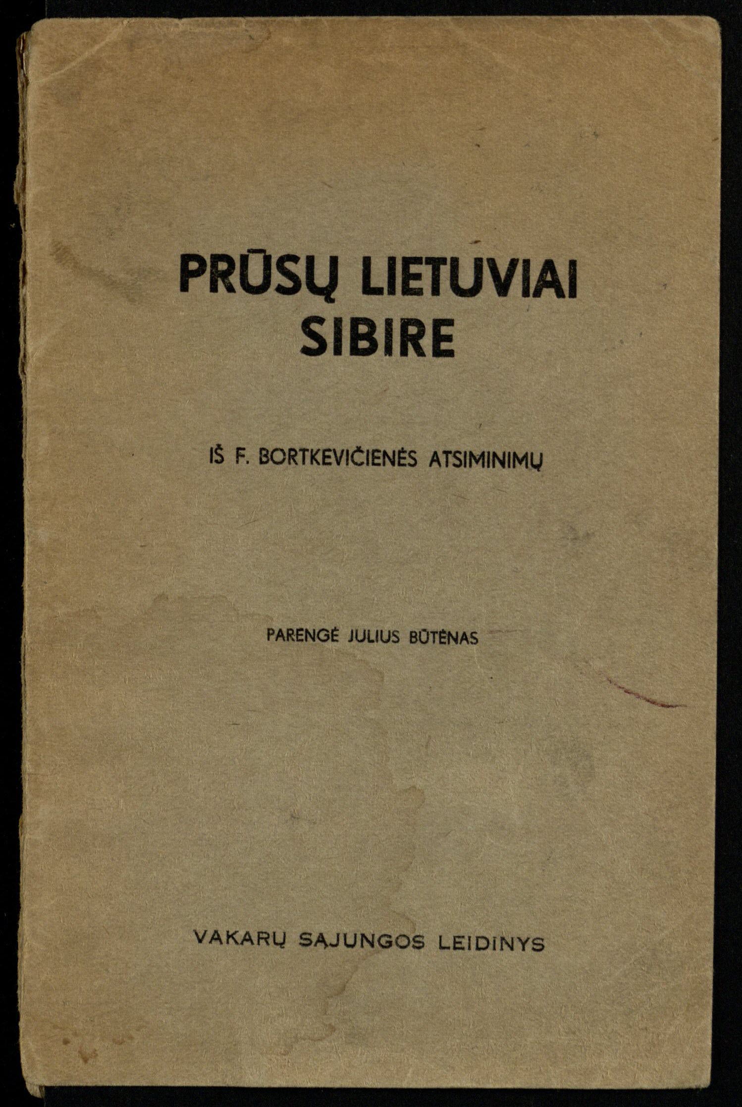 <b>Prūsų lietuviai Sibire</b>